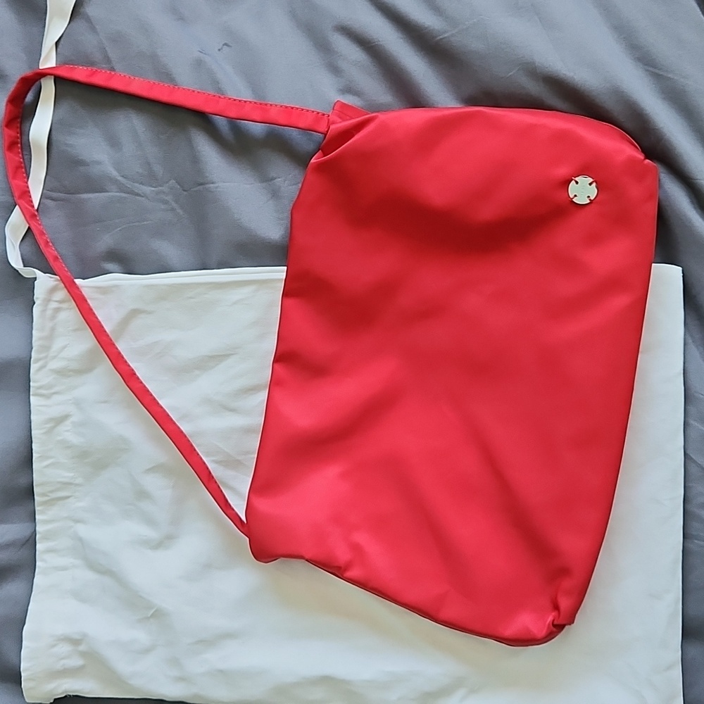 Red nylon shoulder bag